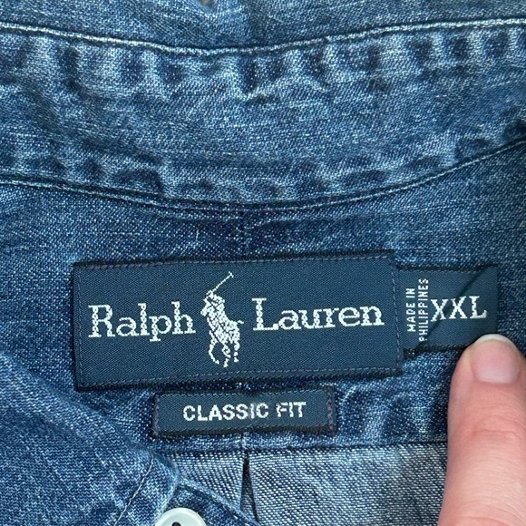 VINTAGE RALPH LAUREN Men's Denim Classic Fit Shirt Lightweight 100% Cotton XXL - Picture 6 of 8